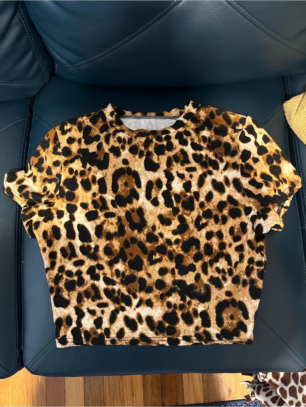 Leopard Print Velvet Crop Top - Brown Black
